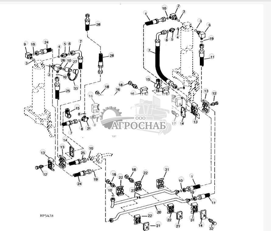 LEVELING CYLINDER HOSES AND OIL LINES (SIDEHILL) 